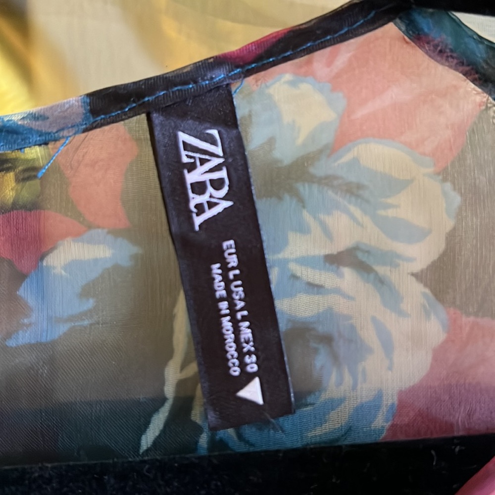 ZARA FLIRAL SHEER DRESS W/BELT - Picture 10 of 10
